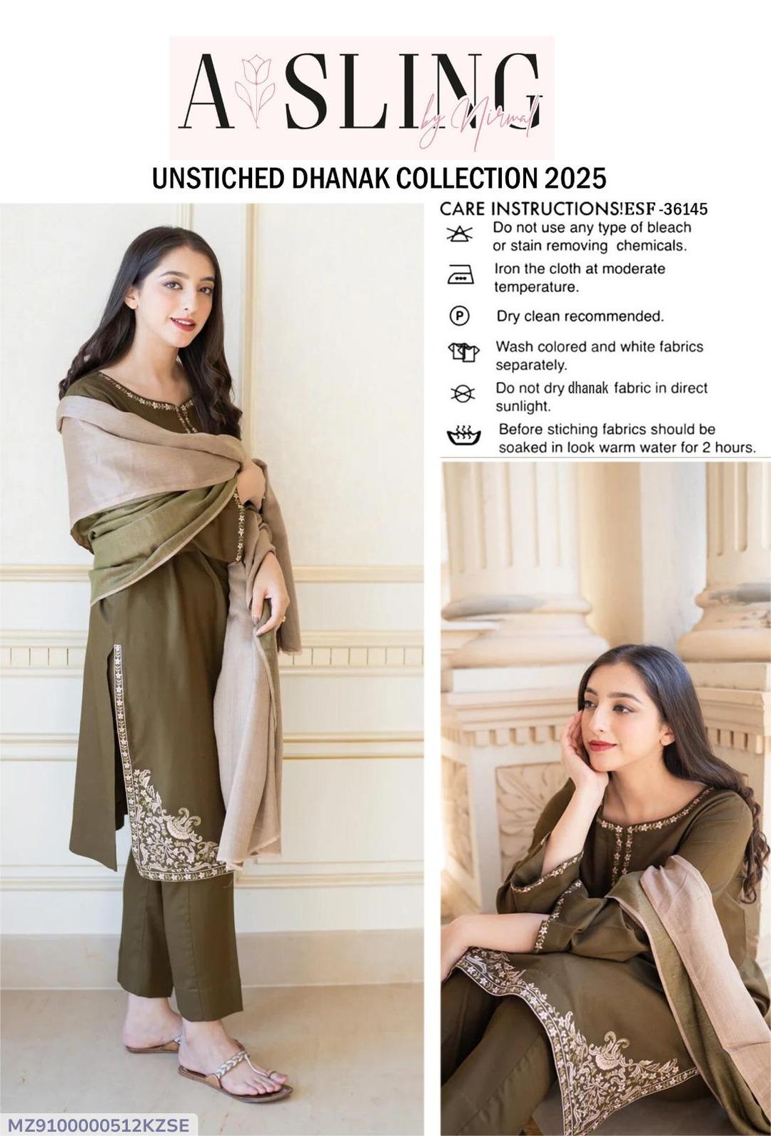 3 Pcs Women's Un-stiched Embroidered Suit