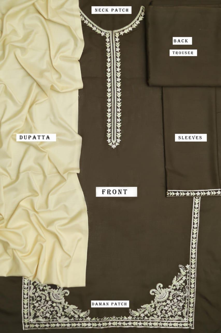 3 Pcs Women's Un-stiched Embroidered Suit